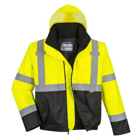 Portwest US363 Men's Waterproof Hi Vis Reflective Two-Tone Bomber Jacket Yellow/Black Tall, 3X-Large