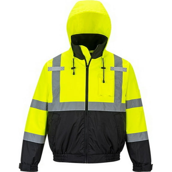 Portwest US364 All-Weather Hi-Vis Premium 2-in-1 Bomber Jacket Yellow/Black, 5X-Large