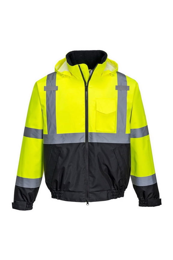 US364 All-Weather Hi-Vis Premium 2-in-1 Bomber Jacket Yellow/Black, 6X-Large