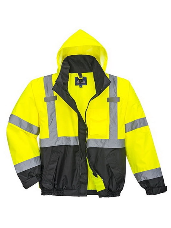 US365 Men's Premium Hi Vis Reflective Waterproof 3-in-1 Bomber Jacket Yellow/Black, 4X-Large