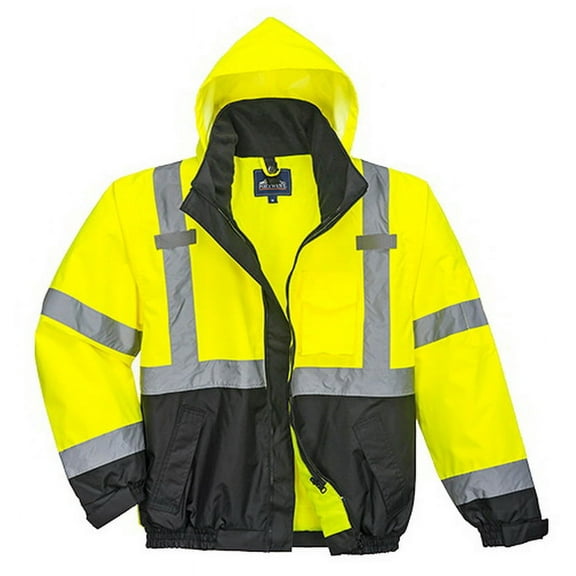 Portwest US365 Men's Premium Hi Vis Reflective Waterproof 3-in-1 Bomber Jacket Yellow/Black, 5X-Large