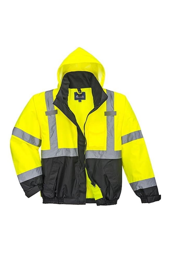 US365 Men's Premium Hi Vis Reflective Waterproof 3-in-1 Bomber Jacket Yellow/Black, 6X-Large