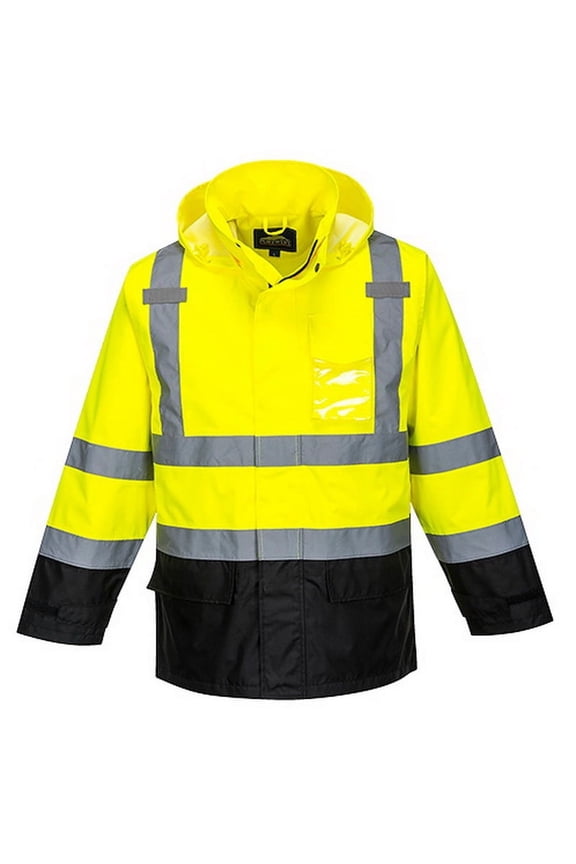US366 Hi-Vis Contrast Rain Jacket-Yellow/Black-S
