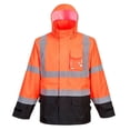 thumbnail image 1 of Portwest US366 Hi-Vis Lightweight Waterproof Contrast Rain Jacket Orange/Black, X-Large, 1 of 1
