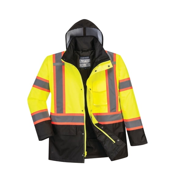 Portwest US369 Hi-Vis Contrast Tape Traffic Safety Jacket Yellow/Black, 4X-Large