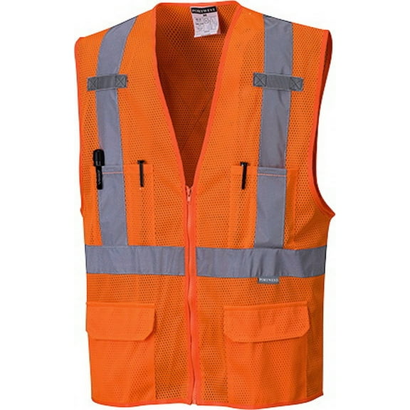 Portwest US370 Atlanta X Back Lightweight Hi-Vis Vest Orange, XX-Large