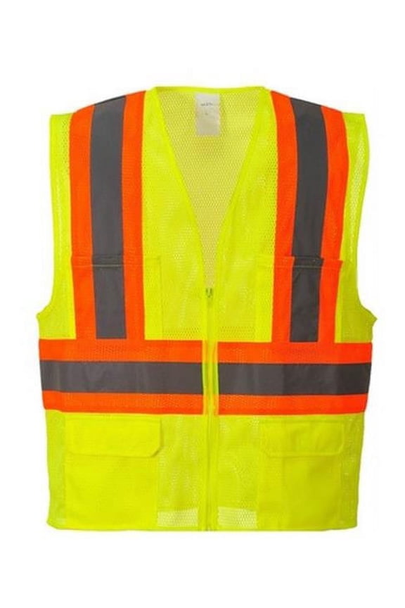 US371 Tulsa Contrast Hi-Vis Mesh Safety Vest Yellow, Medium