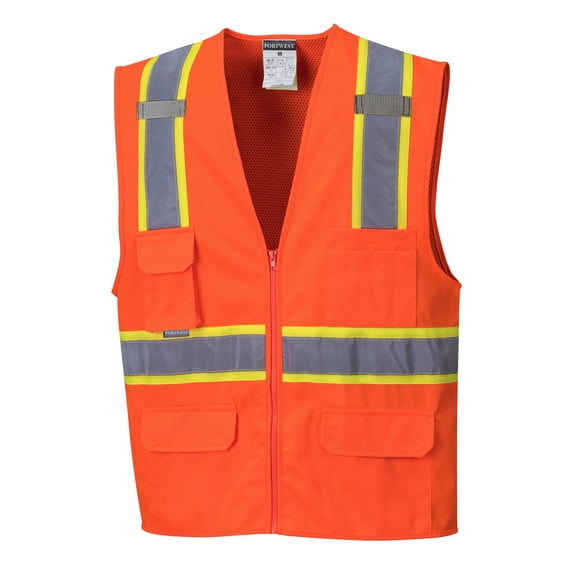 Portwest US372 Jackson Contrast Hi-Vis Safety Vest Orange, XX-Large