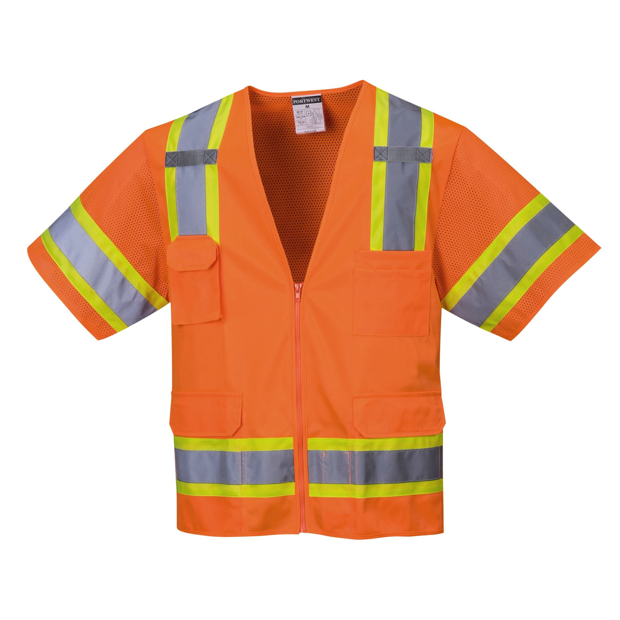 Portwest US373 Aurora Sleeved Hi-Vis Safety Vest Orange, X-Large
