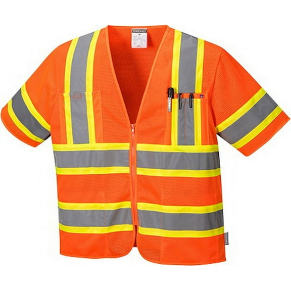 Portwest US383 Augusta Sleeved Hi-Vis Safety Vest Orange, 4X-Large