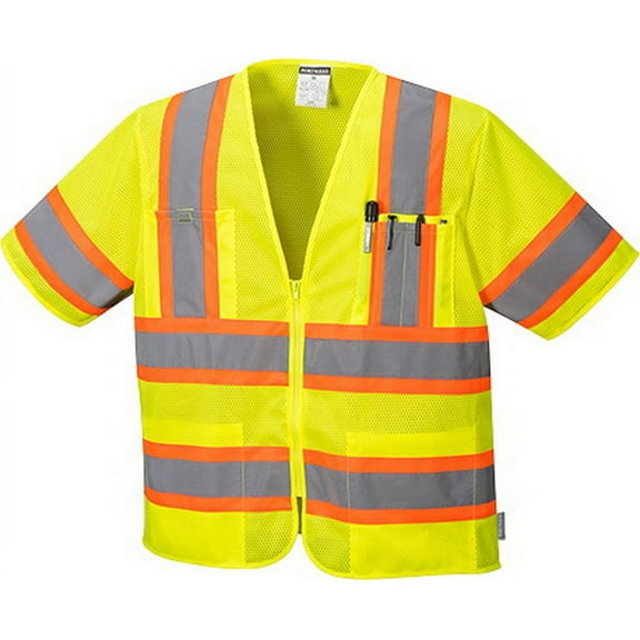 Portwest US383 Augusta Sleeved Hi-Vis Safety Vest Yellow, 4X-Large