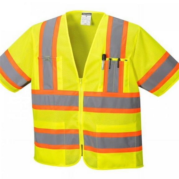 Portwest US383 Augusta Sleeved Hi-Vis Safety Vest Yellow, 6X-Large