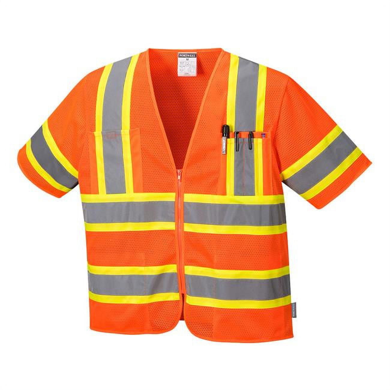 Portwest US383ORRS Mens Augusta Sleeved Hi-Vis Vest, Orange - Small