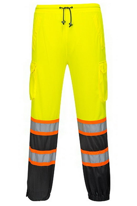 US388 Two-Tone Mesh Reflective Safety Overpants Yellow/Black, L/XL