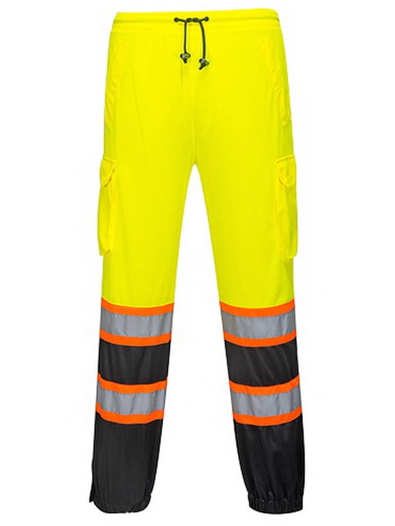 US388 Two-Tone Mesh Reflective Safety Overpants Yellow/Black, L/XL