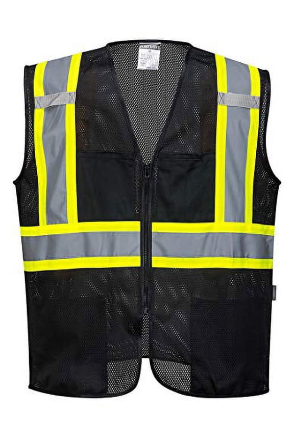US391BKRXXXL Safety Vests, Polyester Black, 110g