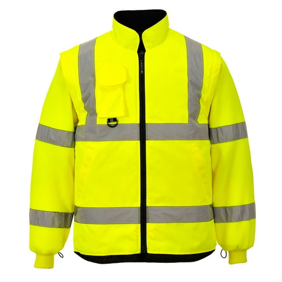 Portwest US427 Hi Vis Waterproof 7-in-1 Safety Traffic Jacket Yellow, Small