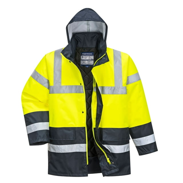Portwest Hi-Vis Contrast Traffic Jacket - US467, Orange/Navy, 7XL