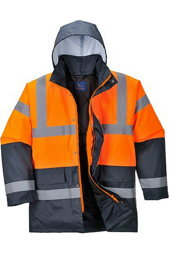 US467 Hi-Vis Two Tone Waterproof Traffic Safety Jacket Orange/Navy, X-Large