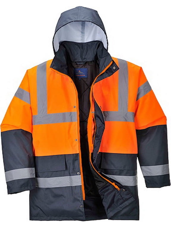 US467 Hi-Vis Two Tone Waterproof Traffic Safety Jacket Orange/Navy, XX-Large