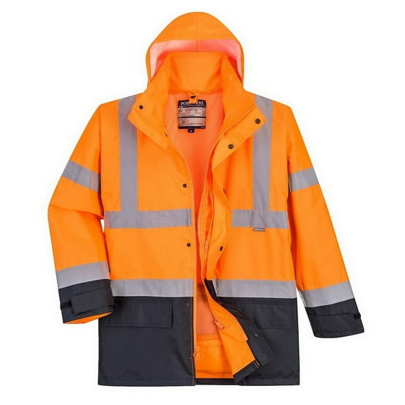 Portwest US768 Hi-Vis Executive 5-in-1 Reflective Safety Jacket Orange/Navy, 5X-Large
