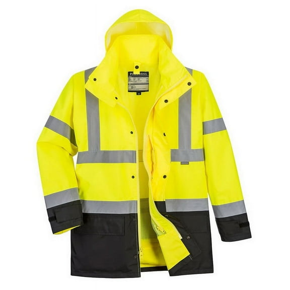 Portwest US768 Hi-Vis Executive 5-in-1 Reflective Safety Jacket Yellow/Black, 7X-Large