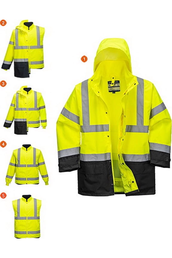 US768 Hi-Vis Executive 5-in-1 Reflective Safety Jacket Yellow/Black, Medium