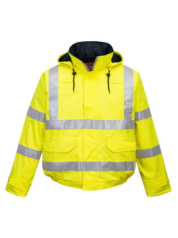 US773 Bizflame Rain Hi-Vis Antistatic FR Bomber Jacket Yellow, Medium