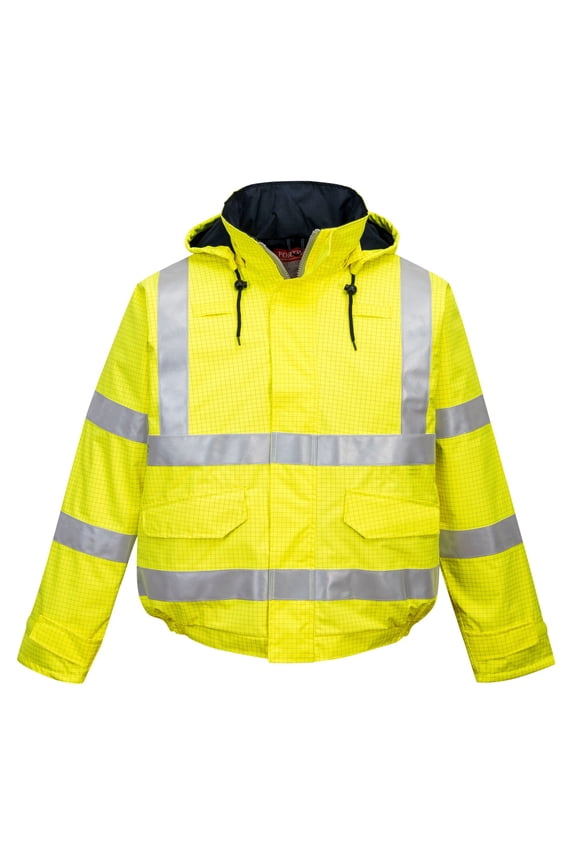 US773 Bizflame Rain Hi-Vis Antistatic FR Bomber Jacket Yellow, XX-Large