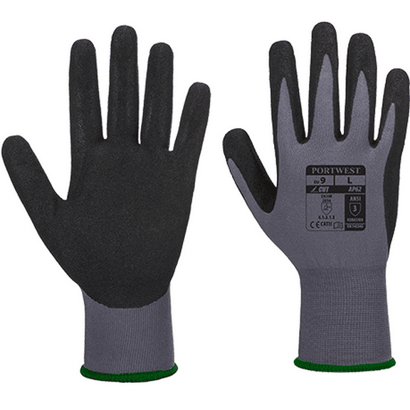 Portwest Ultra Dermiflex Aqua Nitrile Grip Safety Gloves - Grey/Black
