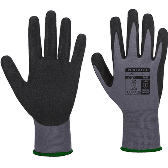 Portwest Ultra Dermiflex Aqua Nitrile Grip Safety Gloves - Grey/Black