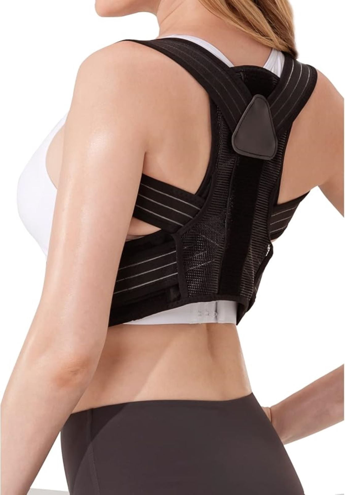Portzon Back Brace Posture Corrector, Adjustable Upper Back Support, Breathable Shoulder & Neck Pain Relief, Lightweight Spine Alignment Trainer, Extra-Large