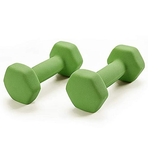 Portzon Non-Slip Weights Neoprene Dumbbells, Rubber Green