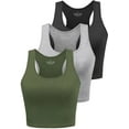 thumbnail image 1 of Porvike Crop Tops for Women Workout Tanks Racerback Cropped Yoga Shirts 3 Pack, 1 of 7