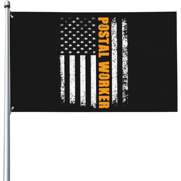 Pos-tal Worker American Flag 3x5 ft Outdoor Flag - Vivid Color and Fade proof - Garden Banner with Brass Grommets for Yard Decor