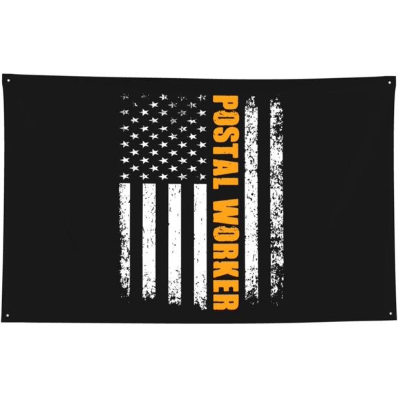 Pos-tal Worker American Flag 4 Grommets Decorative Flag,Heavy Duty Outdoor Wall Banner with Reinforced Corners,2x3 Ft for Home Porch Fence Garage