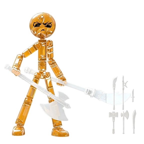 Posable Luminous Mini Stick Man Action Figure, Flexible Dark Glow Doll, Desktop Decor for Study Desk,Bedroom Layout