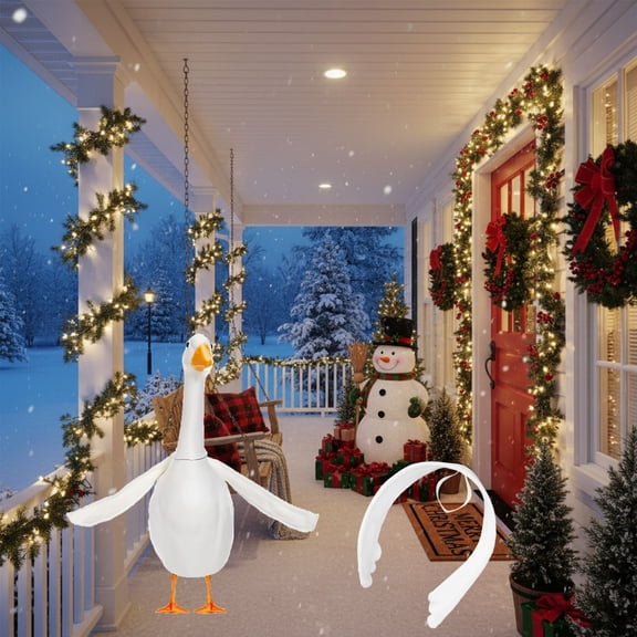 Posable Porch Gooses Wing Set (17-28 Inch), Fleece Lifelike Appearance Accessory, Sturdy Craftsmanship Wings for Halloween Thanksgiving Display and Statue Collectors