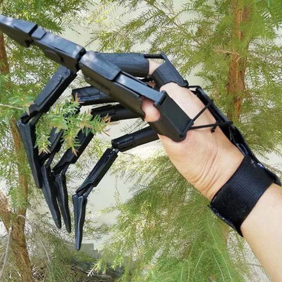 Posable Skeleton Bone Finger, Halloween Scary Jointed Prop for Costume Cosplay Party Decoration, Black Plastic