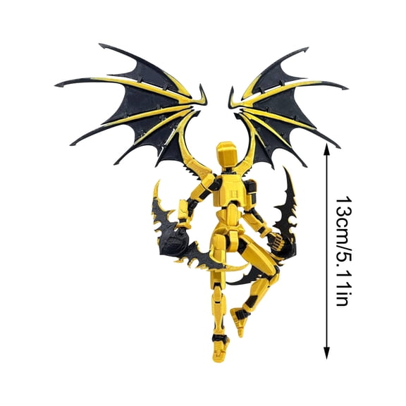 Posable Titan Robot Model - 3D Printed Articulated Mobile Figure - Gold and Black Mechanical Sculpture with Interchangeable Accessories for Desktop Art