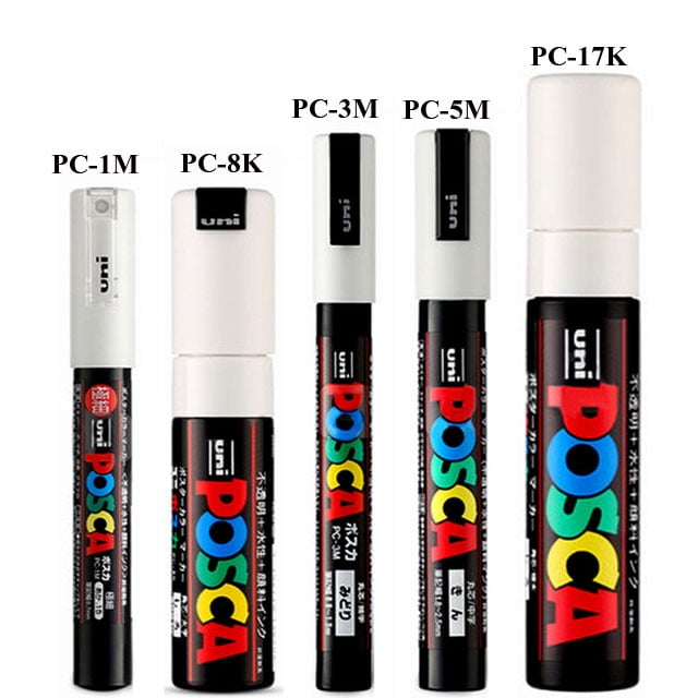POSCA Marker Set Schwarz - 8 Stifte Mit Verschiedenen Spitzen