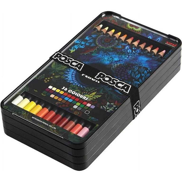 Posca Oil & Wax Based Pencil Pack with Extra Strength Tips, Innovative Artist Grade Pencils Have 36 Highly Pigmented Colors, Achieve Increased