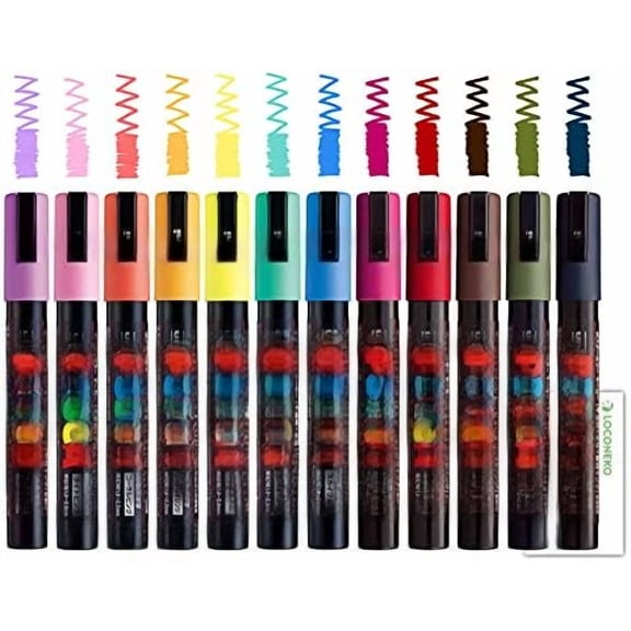 Posca Paint Marker PASTEL & DARK  Set, Mitubishi Uni Poster  Marking Pen Medium Point (PC-5M) 12 $$Office