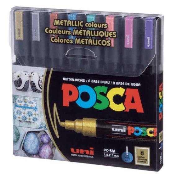 Posca Paint Markers - PC-5M Medium Tip, Metallic Colours, 8 Pieces ...