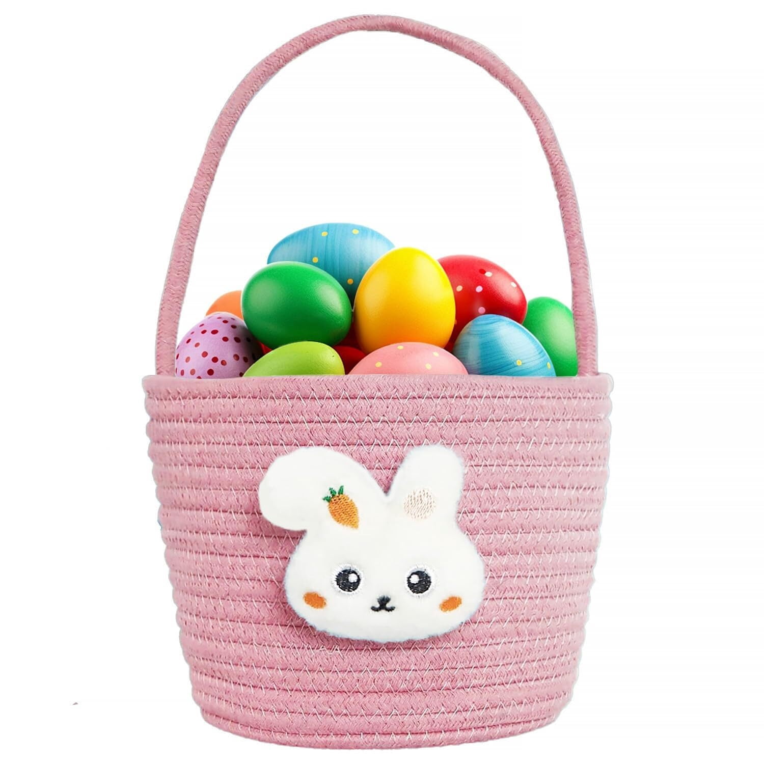 Poschnor Easter Basket for Kids, Easter Bunny Basket with Gift Bags and Ribbons, Woven Cotton Rope Egg Easter Baskets for Girls, Boys, Toddler, Babies, Blue