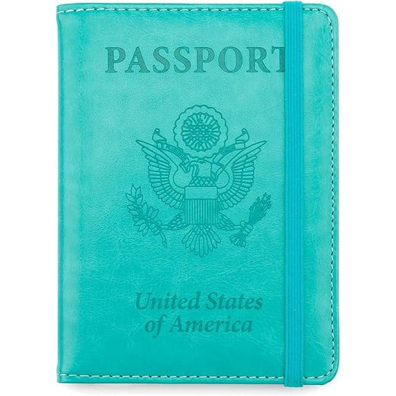 Poscoverge Passport Holder Passport Passport Holder Passport Case Passport Cover Passport Wallet Rfid Passport Card Holder Family Pen Holder Passport Holder for Women Men Turquoise
