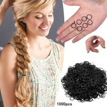 Posdfud 1000Pcs Mini Rubber Bands Soft Elastic Bands Non Slip Small Tiny Hair Ties For Kids Hair Braids Hair Black