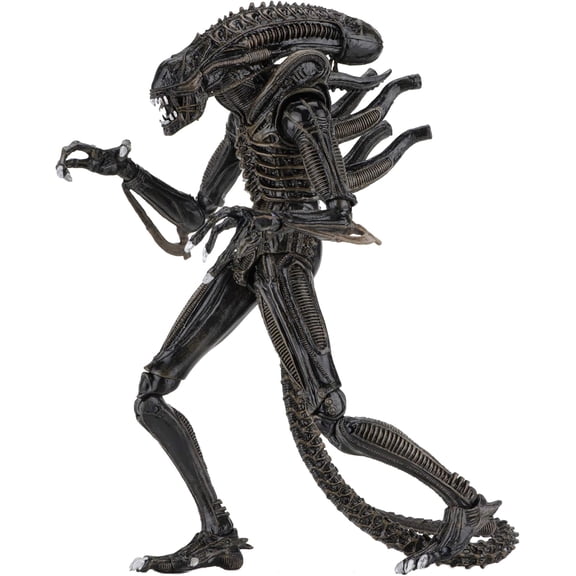 PoseReady BioMechanic Monster Collectible Figurine, Ribbed Exoskeleton, Flexible Tail And Clawed Hands, SciFi Style Statue For Shelf Hobby Collection