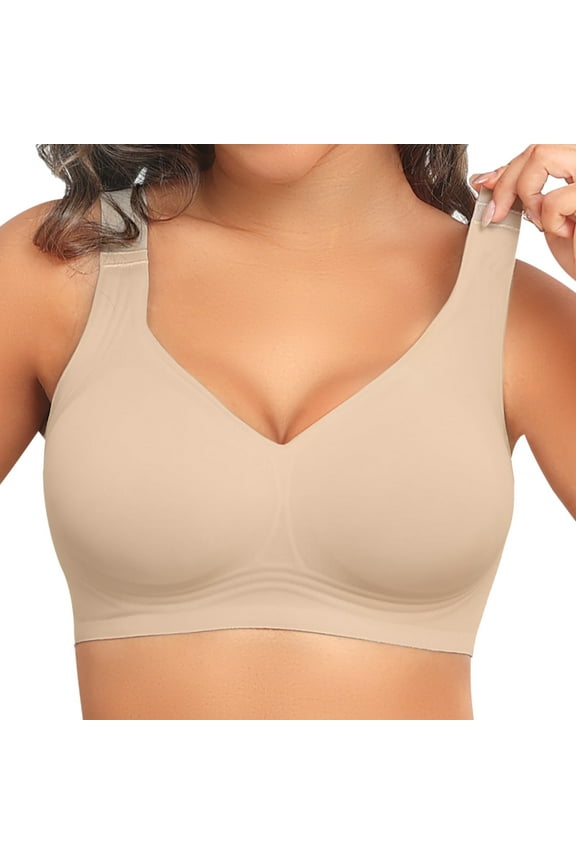 Wireless Bras for Women Full Coverage Comfort Seamless No Underwire Bras Nude XL