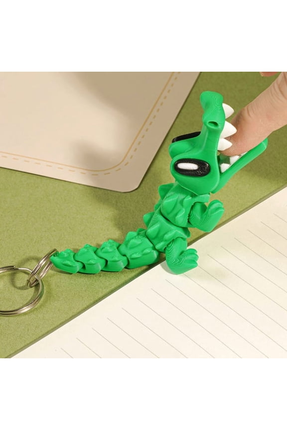 Poseable Action Figure Keychain Cute Creative 3D Printed Crocodile Keychain Unique Backpack Decoration Accessories Gifts